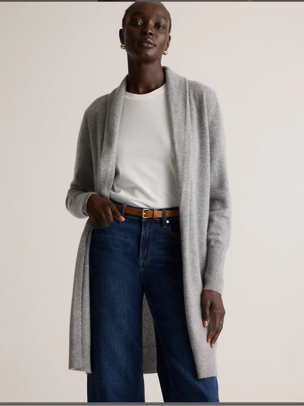 BNWT Quince Light Grey Cashmere Duster Cardigan
